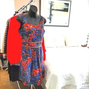 Tahari paint splatter cutout Fit-n-flare dress Size 6